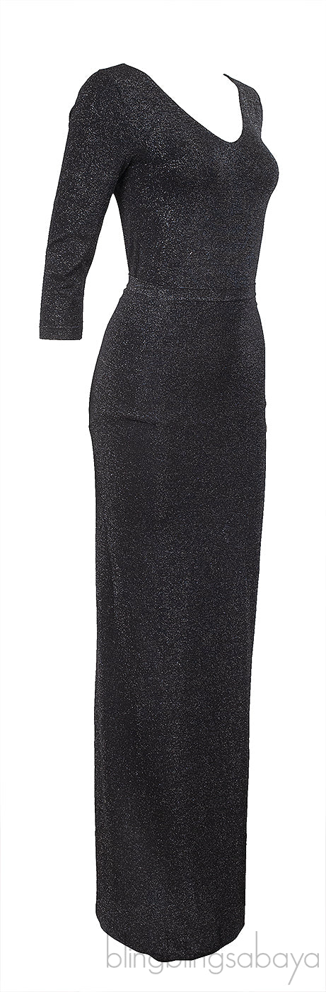 Wolford Burgundy Metallic Bodysuit & Maxi Skirt