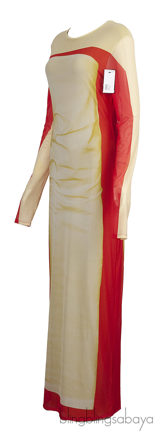 Loewe Trompe L\'Oeli Amarillo Stretch Tube Maxi Dress