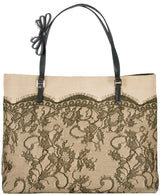 Beige Raffia & Lace Tote