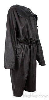 Dark Brown Hoodie Leather Jumpsuit