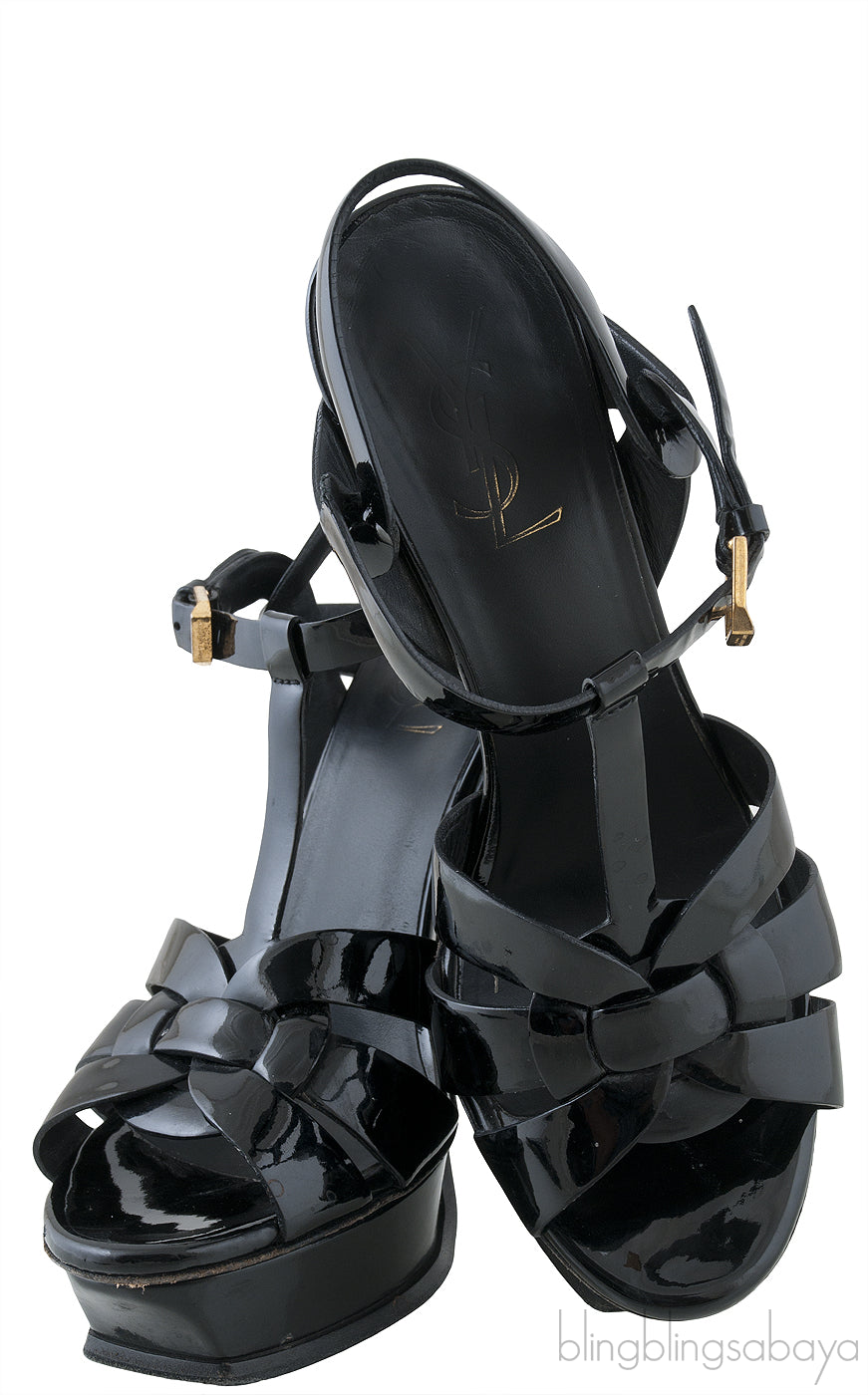 Tribute Black Patent Sandals