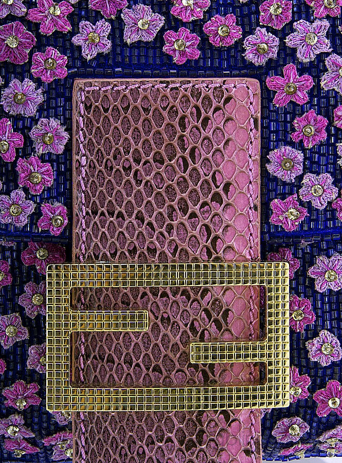 Ricami Embroidered Baguette Bag