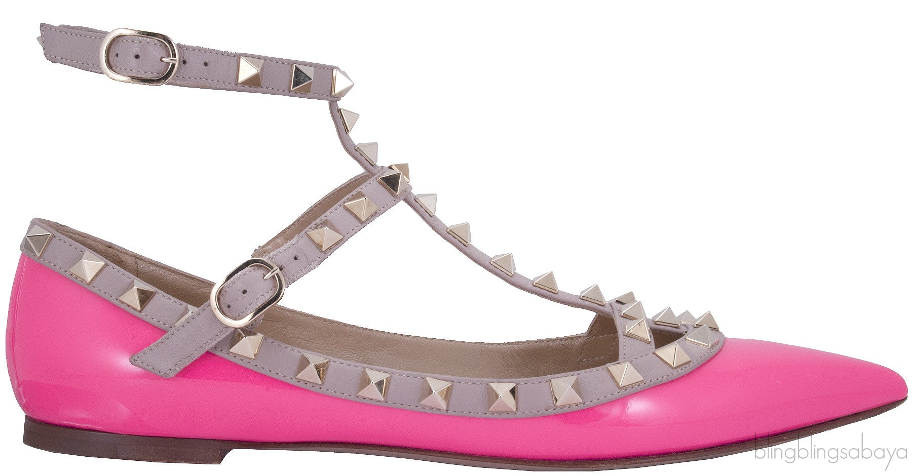 Patent Pink Rockstud Flat Ballerina