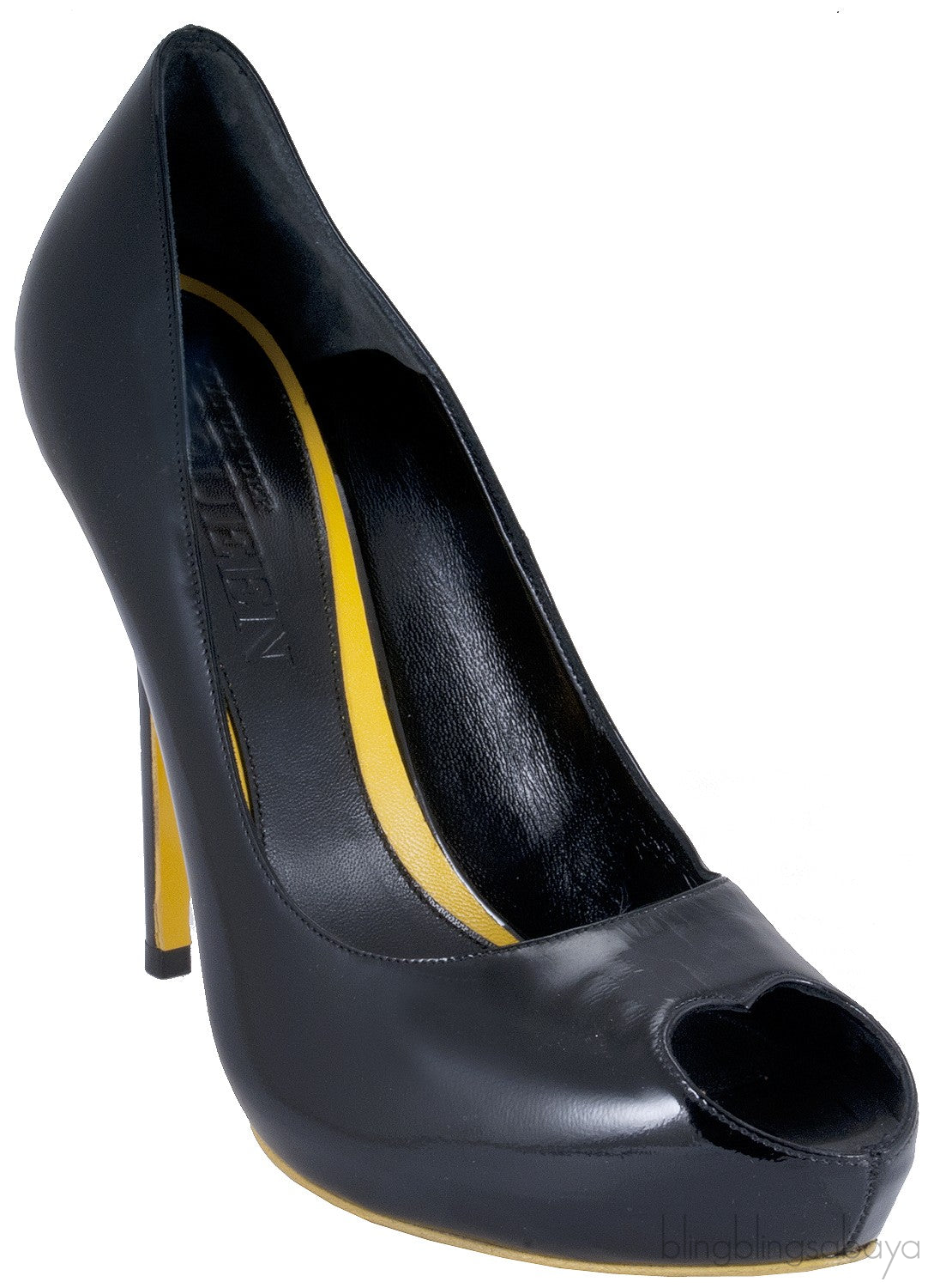 Black Heart Peep Toe Pump