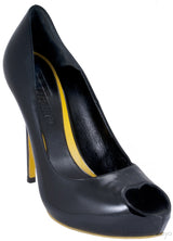 Black Heart Peep Toe Pump
