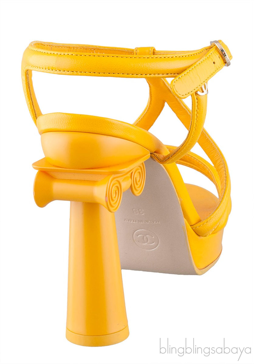 Parthenon Grecian Gladiator Column Heels Yellow