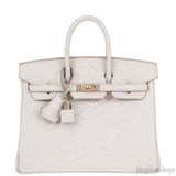 Hermes Birkin 25 Beton Matte Alligator Crocodile GHW
