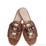 Tod\'s Flat Crystal Slip On Sandals