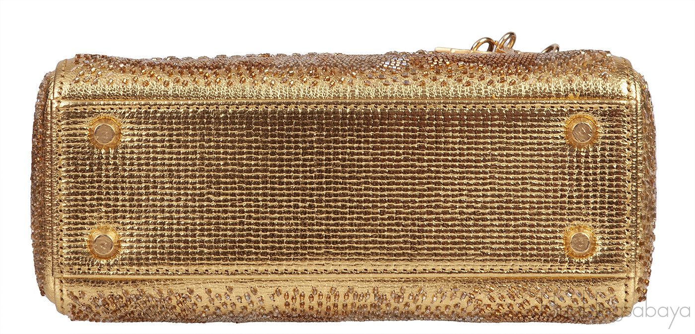 Lady Dior Mini Gold Bead Embellished Bag
