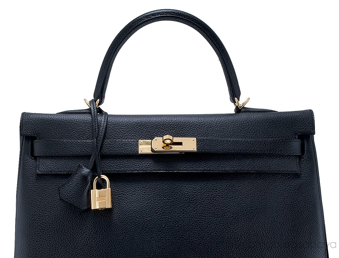 Kelly 35 Black Togo Retourne GHW