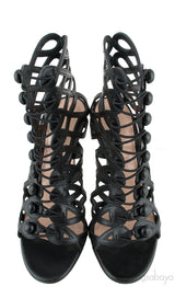Black Vendome Cage Sandals