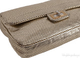 Metallic Gold Perforated Drill Flap Bag