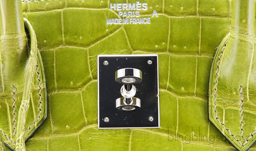 Birkin 35 Vert Anis Porosus PHW