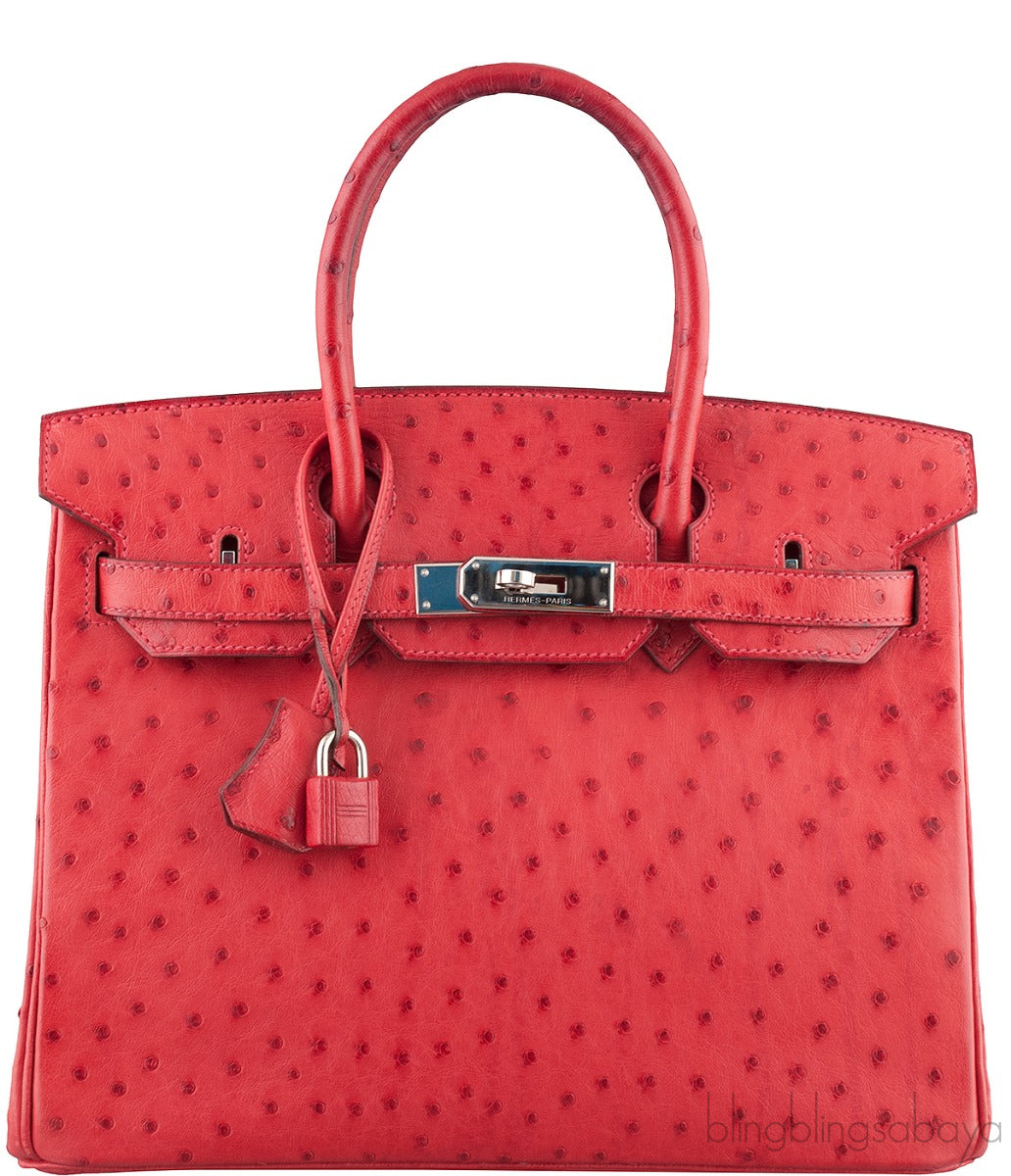 Birkin 30 Rouge VIF Ostrich PHW