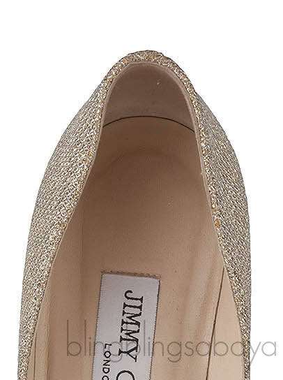 Mamey Gold Glitter Embellished Pumps
