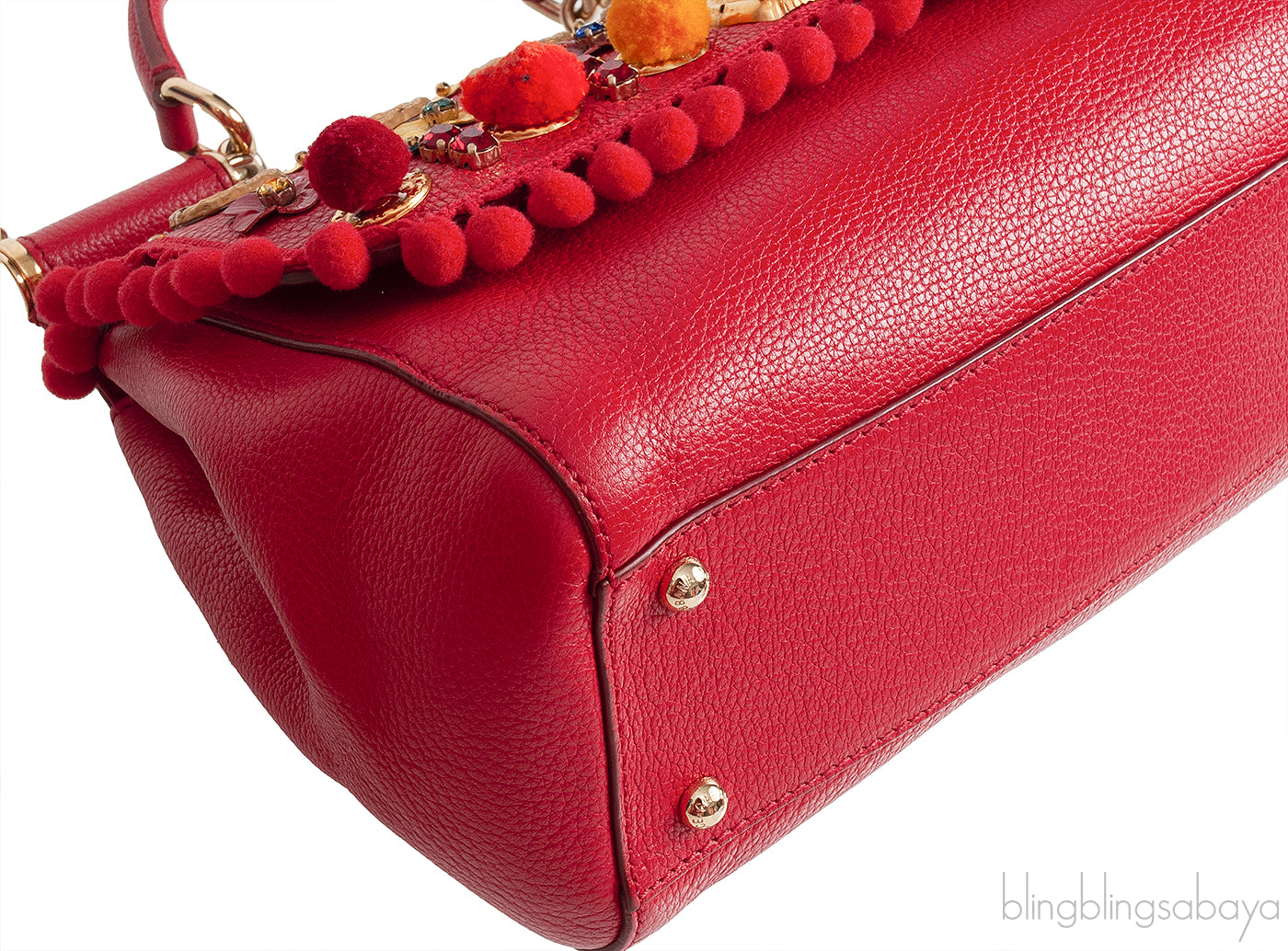 Red Miss Sicily Crystal & Flower Embellished Bag