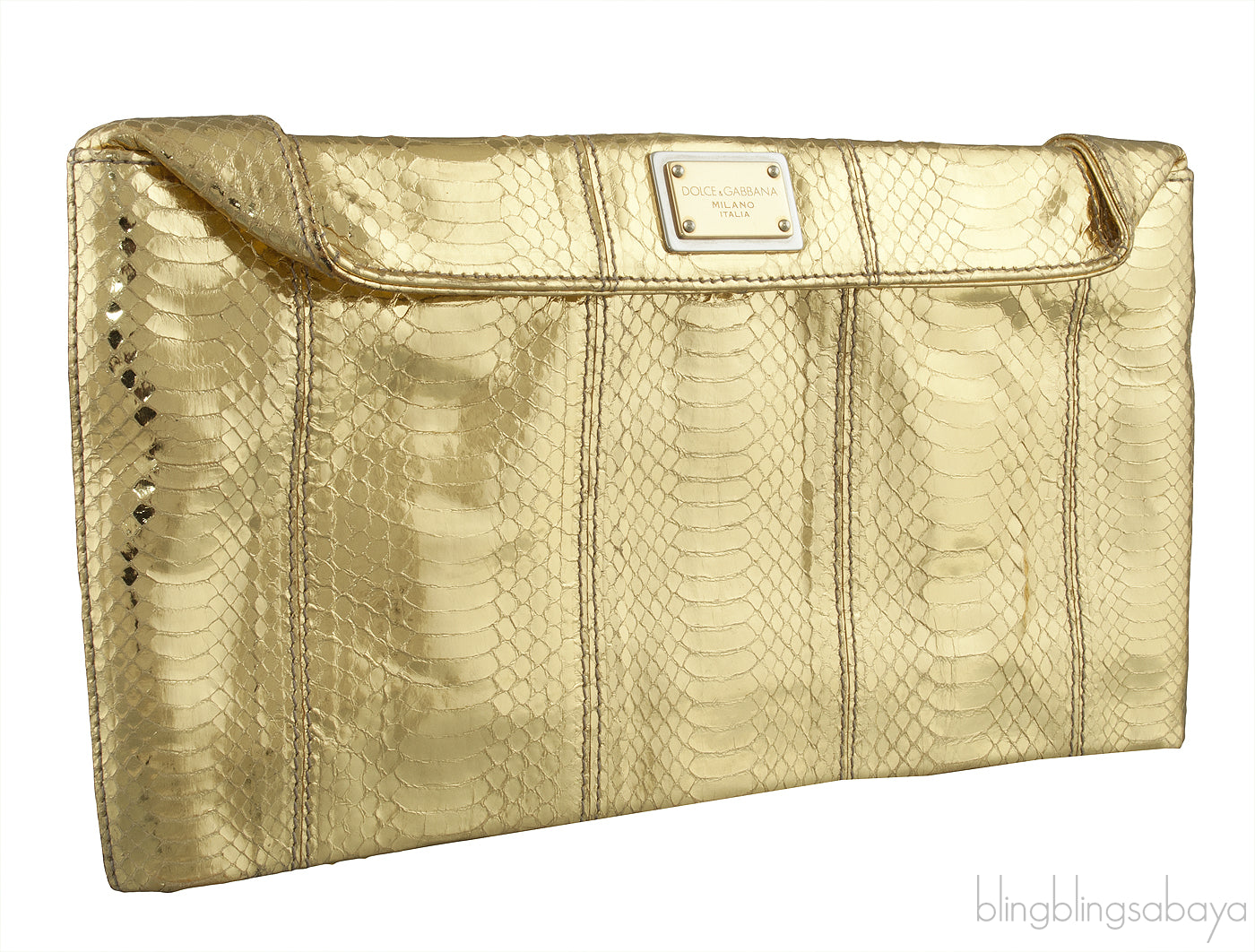 Gold Python Clutch Bag