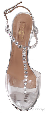 PVC T-strap Crystal Sandals