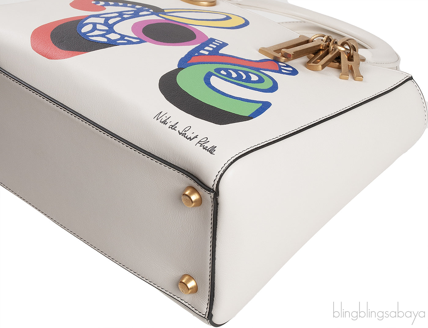 Off-White Lady Dior Calfskin Niki De Saint Phalle Love Medium Supple Bag