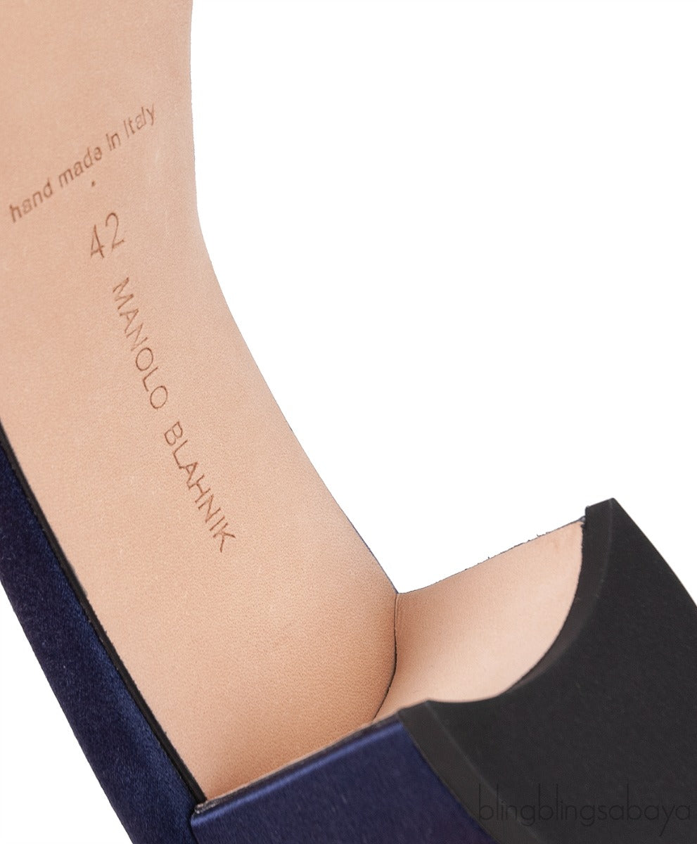 Martamod Navy Blue Satin Mules