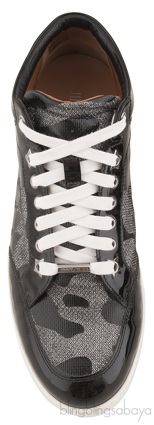 Black Patent Camou Silver Sneakers