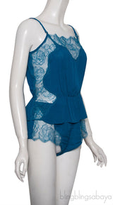 Blue Lace Trim Camisole Set