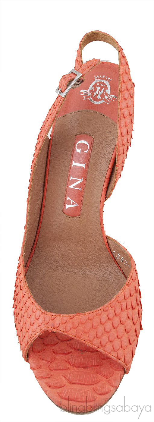 Orange Python Slingback Heels