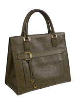Loro Piana Olive Green Ostrich Top Handle Bag
