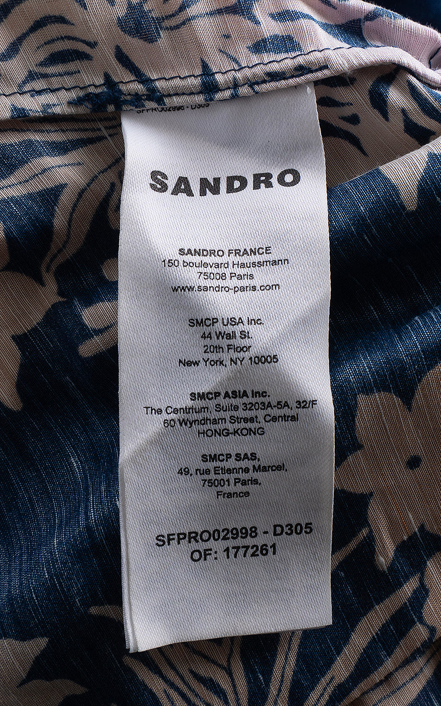 Sandro Floral Print Linen and Silk Mini Dress M