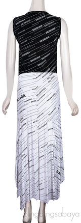 Black Logo Print SL Top & White Skirt
