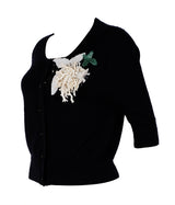 Oscar dela Renta Black Cardigan Shell & Sequin Embellishment