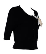 Oscar dela Renta Black Cardigan Shell & Sequin Embellishment
