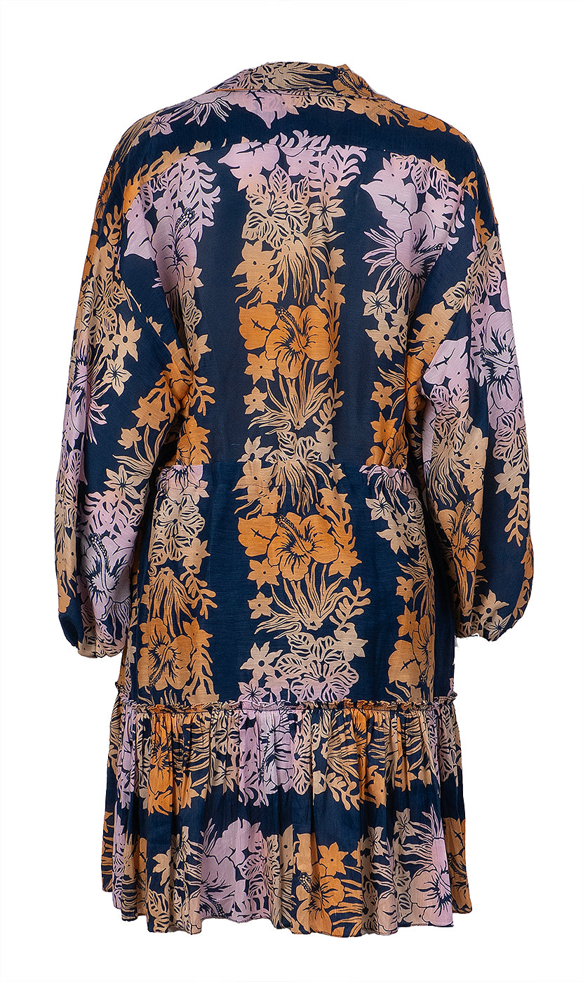 Sandro Floral Print Linen and Silk Mini Dress M
