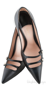 Black Strappy Pointed Toe Heels