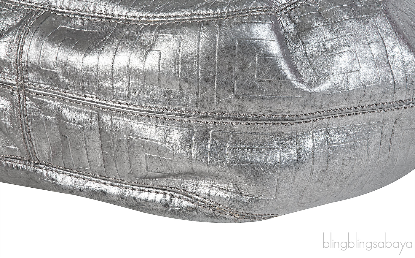 Givenchy Metallic Grey GG Leather Hobo Bag