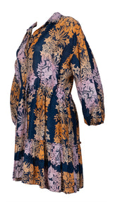 Sandro Floral Print Linen and Silk Mini Dress M