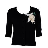 Oscar dela Renta Black Cardigan Shell & Sequin Embellishment