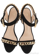 Black Suede Chain Wedge Sandals