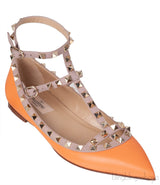 Orange Matte Rockstud Flat Ballerina