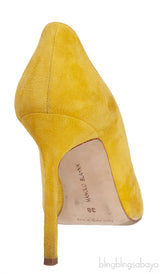 Yellow Suede Pointed Toe Heels