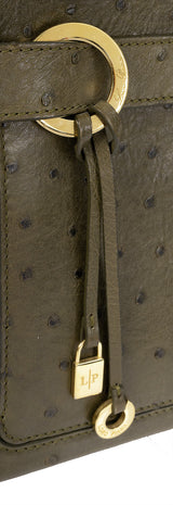 Loro Piana Olive Green Ostrich Top Handle Bag
