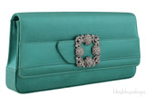 Gothisi Emerald Green Satin Clutch