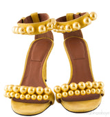 Pearlescent Suede Yellow Sandal