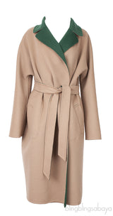 Emerald and Brown Reversible Wool Coat
