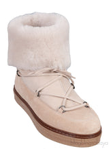 Beige Suede Fur Trim Flat Boots