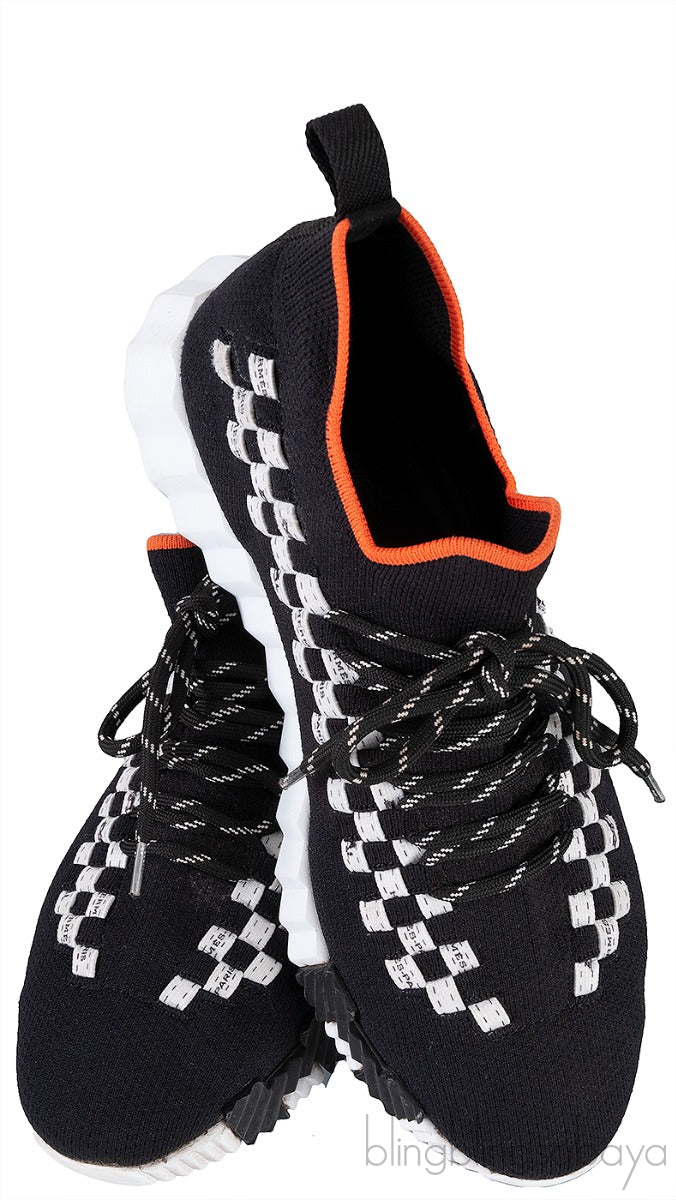 Black with Orange Flex Sneakers