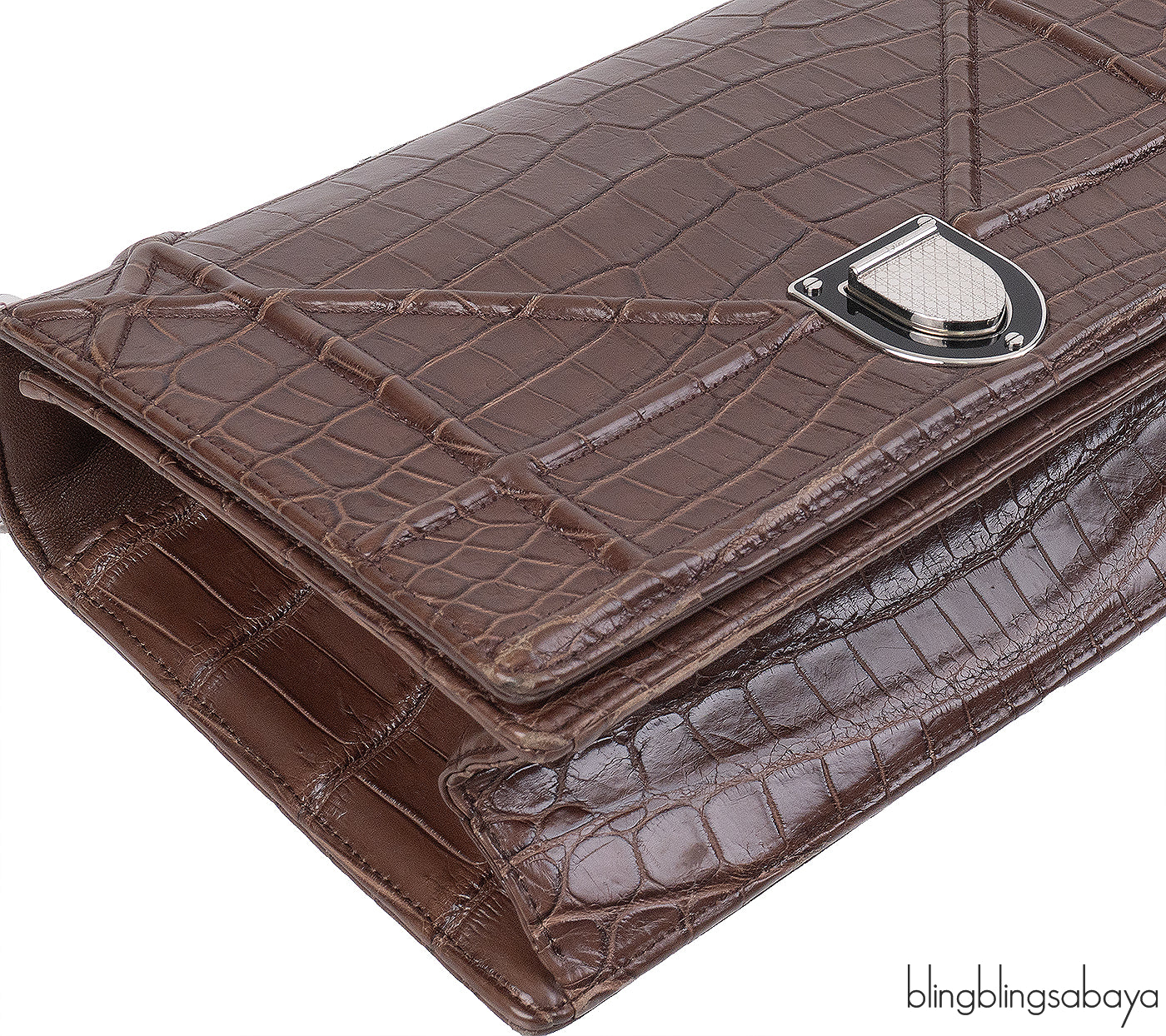 Christian Dior Diorama Brown Crocodile Flap Bag