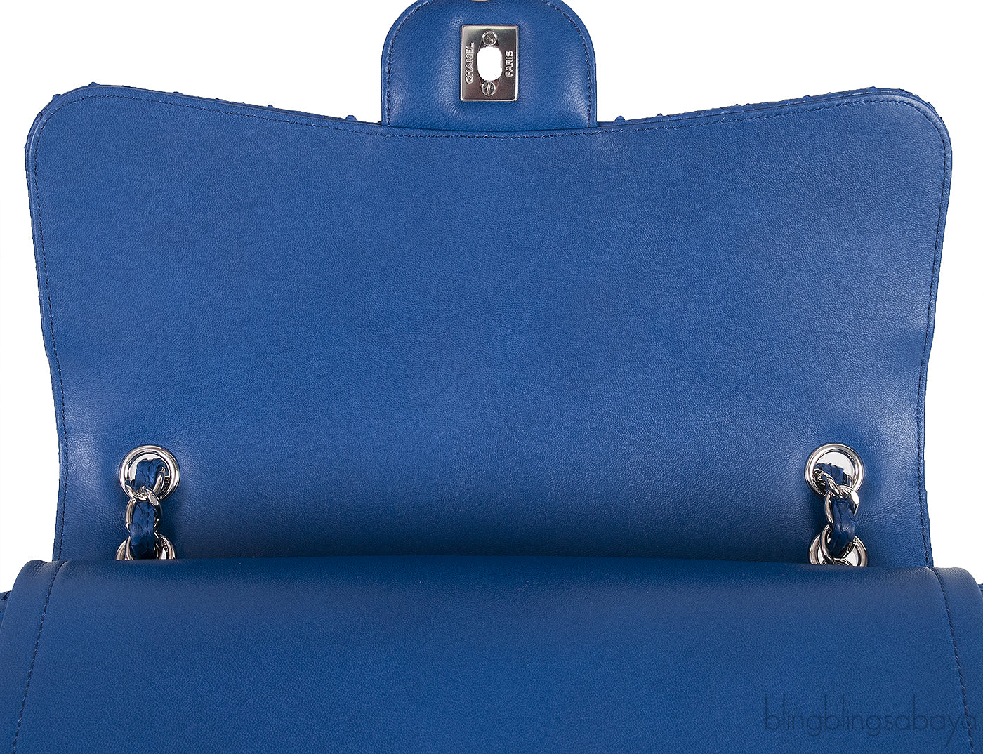 Chanel Classic Blue Python Jumbo Flap Bag