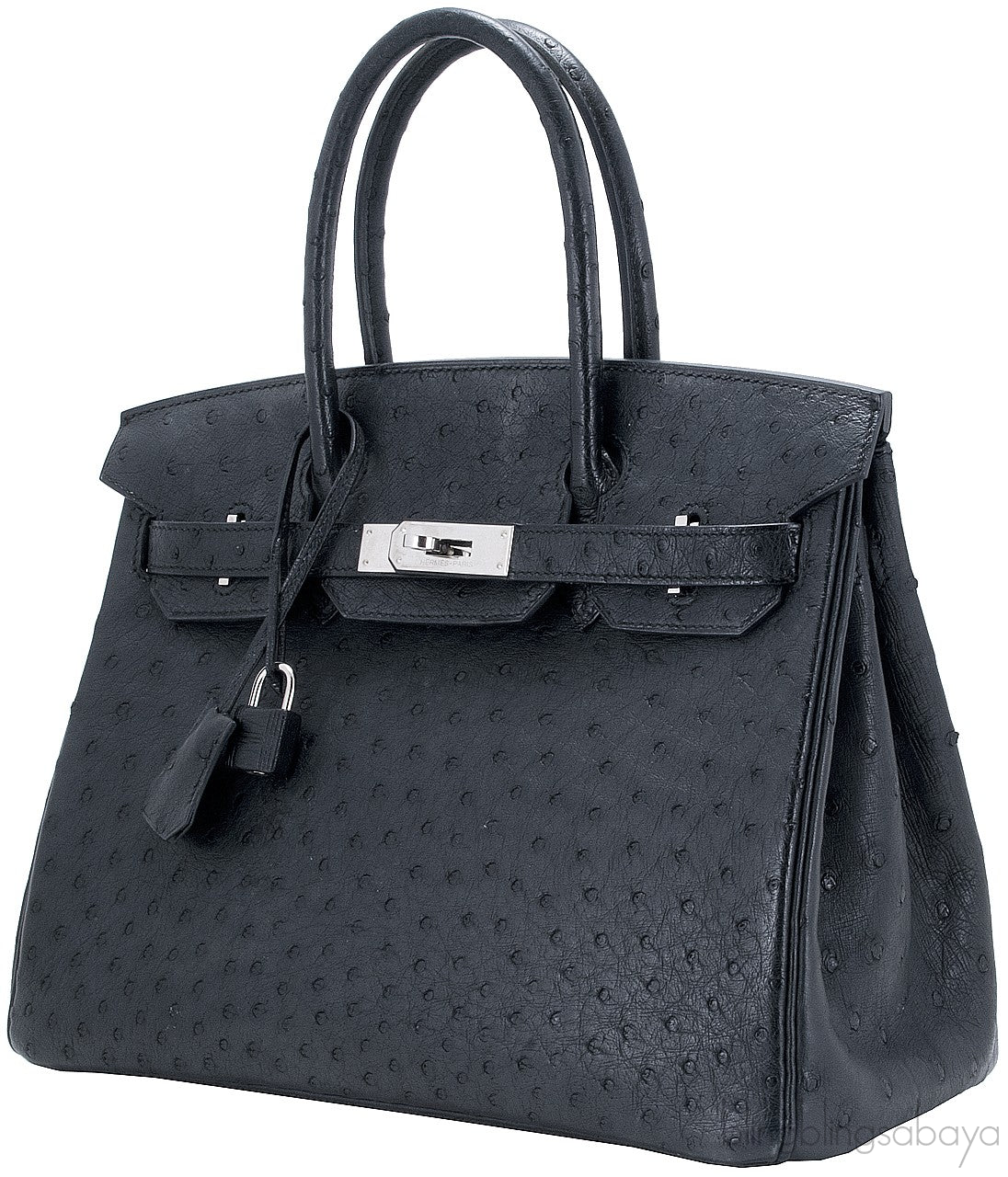 Birkin 30 Black Ostrich PHW