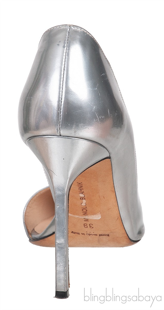 Metallic Silver Pointed Toe Heels